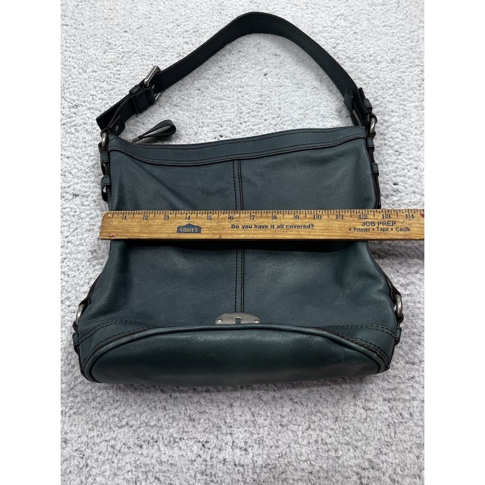 Women's Fossil Teal Leather Slouchy Hobo Shoulder Bag Silver Tone Hardware - Picture 8 of 14